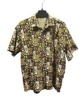 Pittsburgh Pirates Let’s Go Bucs Hawaiian Luau Shirt Black Yellow Size XL Levin